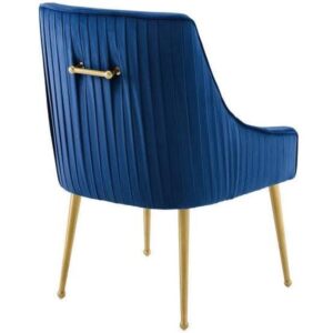 Zara Navy Pleated Velvet Chair - Avant Garde Furniture - Designer Furniture Store & Luxury Home Decor