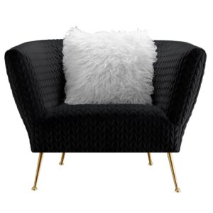 Zeta Black Velvet Chevron Gold Armchair - Avant Garde Furniture - Designer Furniture Store & Luxury Home Decor