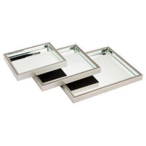 Zeta Mirror Beaded Silver Medium Tray - Avant Garde Furniture - Designer Furniture Store & Luxury Home Decor