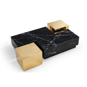 Bottega Nero Marble Brass Coffee Table