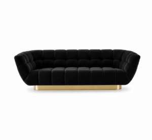 Metamorphosis Mustard Velvet Brass Sofa