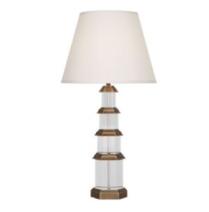 Pagoda Glass Brass Lamp with White Shade 85cm