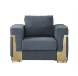 Modern grey armchair with gold accents