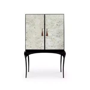 Temptation Antique Mirror Brass Bar Cabinet
