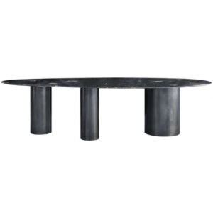 Lagos Nero Marble Antique Nickel Dining Table 290cm