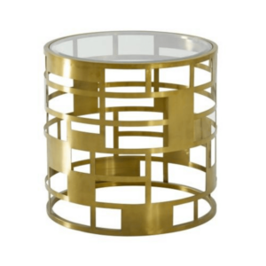 Muse Brushed Gold Glass Sidetable