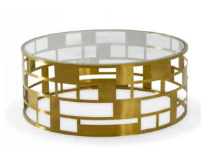 Muse Brushed Gold Glass Coffee Table