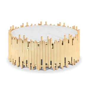 Klemenza White Marble Gold Coffee Table