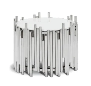 Klemenza White Marble Chrome Sidetable