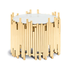 Klemenza White Marble Gold Sidetable