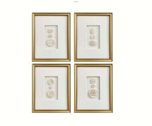 Grand Tour Greek Ivory Intaglios Gold Framed Set
