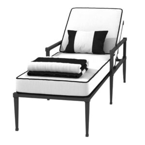 Regency Outdoor Black White Linen Lounger