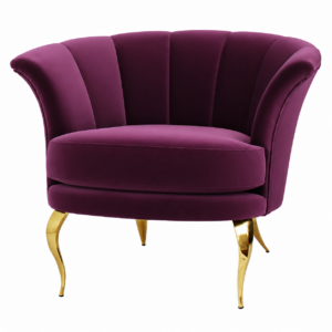 Bailey Aubergine Velvet Brass Accent Chair