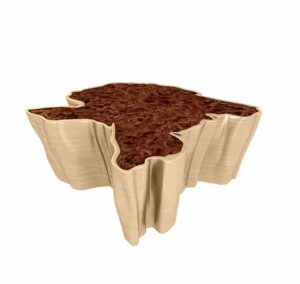 Gallineux Walnut Brass Coffee Table