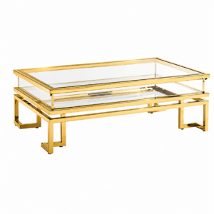 Halston Gold Glass Display Large Coffee Table
