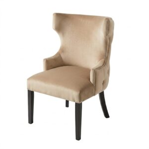 Grande Beige Velvet Tufted Dining Chair