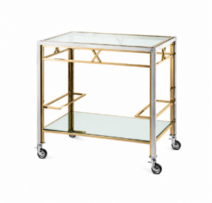 London Chrome Gold Glass Bar Cart