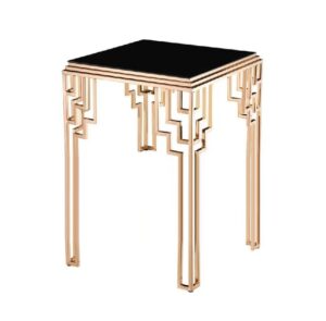 Regency Black Glass Brass Tall Sidetable 100cm