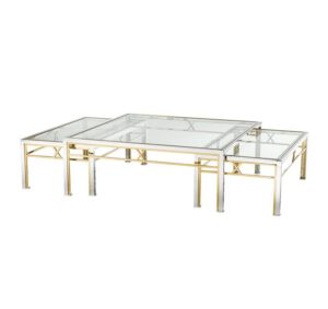 London Chrome Gold Glass Coffee Table Set
