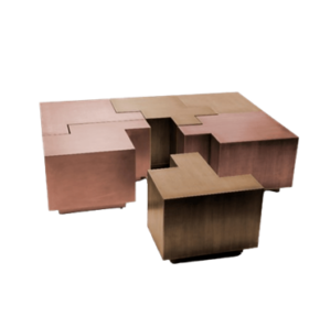 L-shaped wooden block table or chair design
