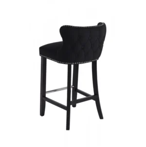 Chesterfield Black Velvet Nickel Counter Stool