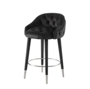 Chesterfield Black Velvet Nickel Counter Stool