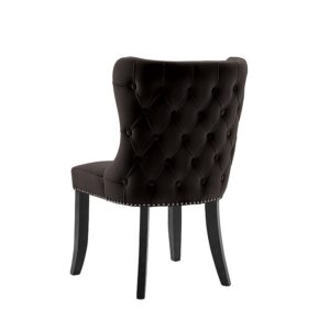 Chesterfield Black Velvet Nickel Dining Chair