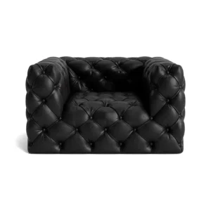 Chesterfield Black Leather Tufted Sofa