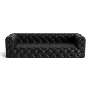 Chesterfield Black Leather Tufted Sofa 247cm