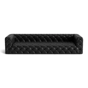 Chesterfield Black Leather Tufted Sofa 296cm