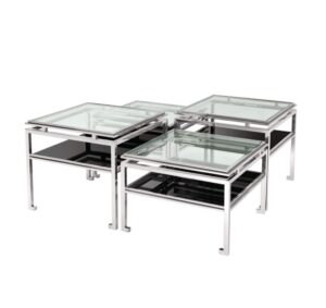 Oroton Chrome Glass Coffee Table Set