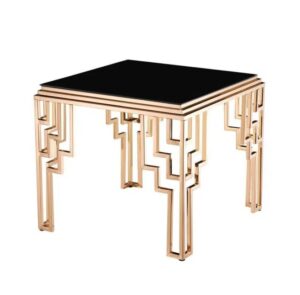 Regency Black Glass Brass Sidetable