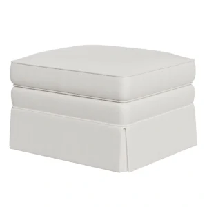 White upholstered ottoman with skirting