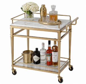 Chateau Carrara Marble Brass Bar Cart