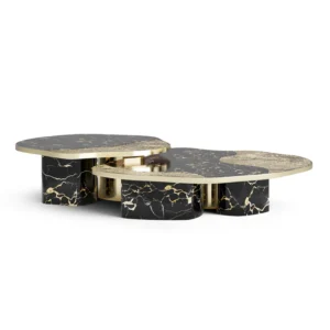 Ophelia Porto Marble Brass Coffee Table Set
