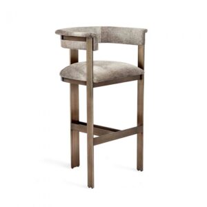 Werstler Grey Cowhide Antique Brass Counter Stool
