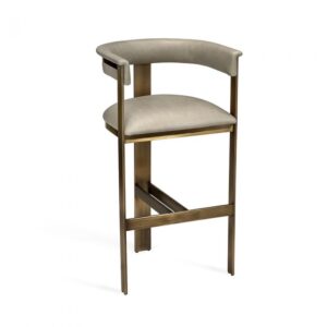 Werstler Beige Leather Antique Brass Counter Stool
