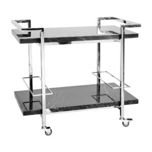Franklin Nero Marble Chrome Bar Cart