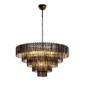 Gattineau Smoke Crystal Bronze Chandelier
