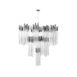 Waterfall Nickel Glass Large Chandelier