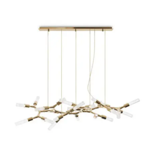 Spider Frosted Glass Brass Large Chandelier