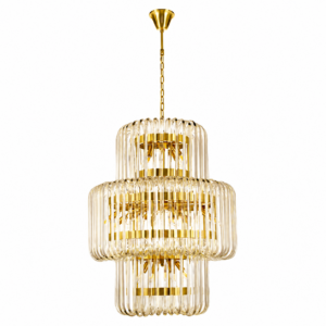Regatta Glass Brass Large Chandelier