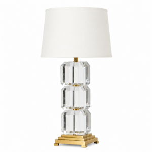 Mont Blanc Crystal Brass Table Lamp with White Shade