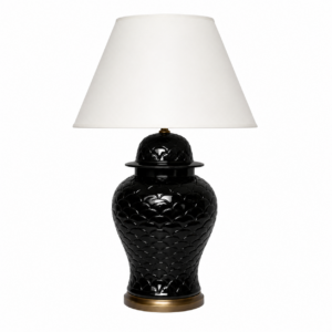 Leopolda Black Ceramic Brass Lamp with White Shade