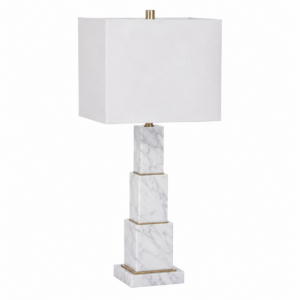 Skyscraper Carrara Marble Nickel Table Lamp