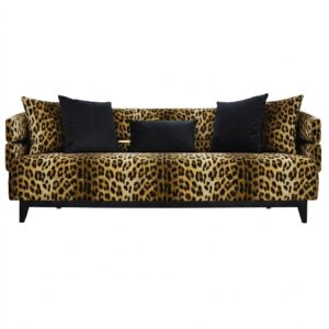 Cavalli Leopard Velvet Sofa 227cm