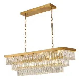 Mondrian Crystal Brass Linear Chandelier