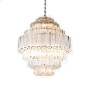 Luxor Crystal Glass Nickel Large Chandelier