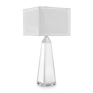 Premier Glass Obelisk Nickel Table Lamp with Organza Shade