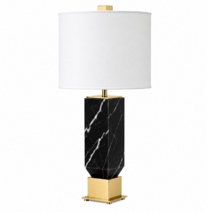 Bellini Nero Marble Brass Lamp with White Shade